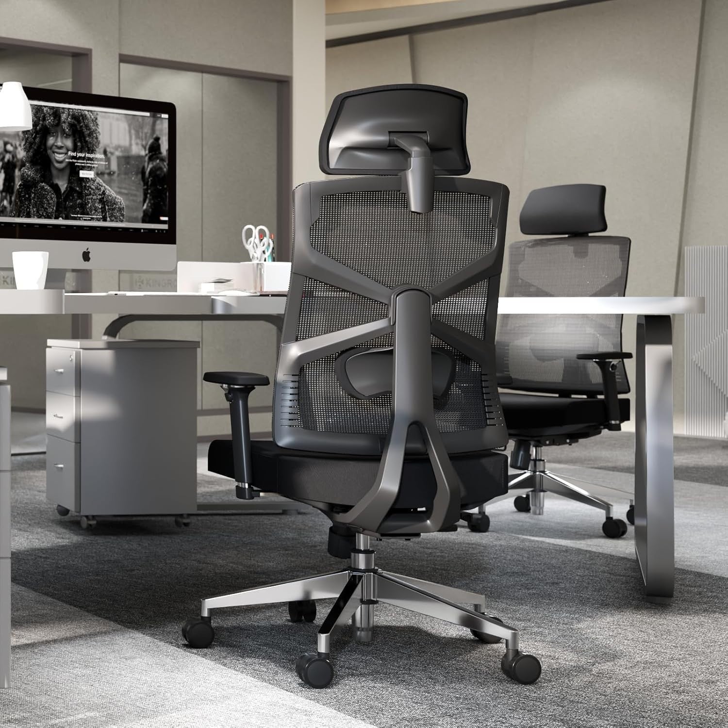 Ergonomic Office Chair Mesh Back High-Back Adjustable Lumbar Support Swivel Desk