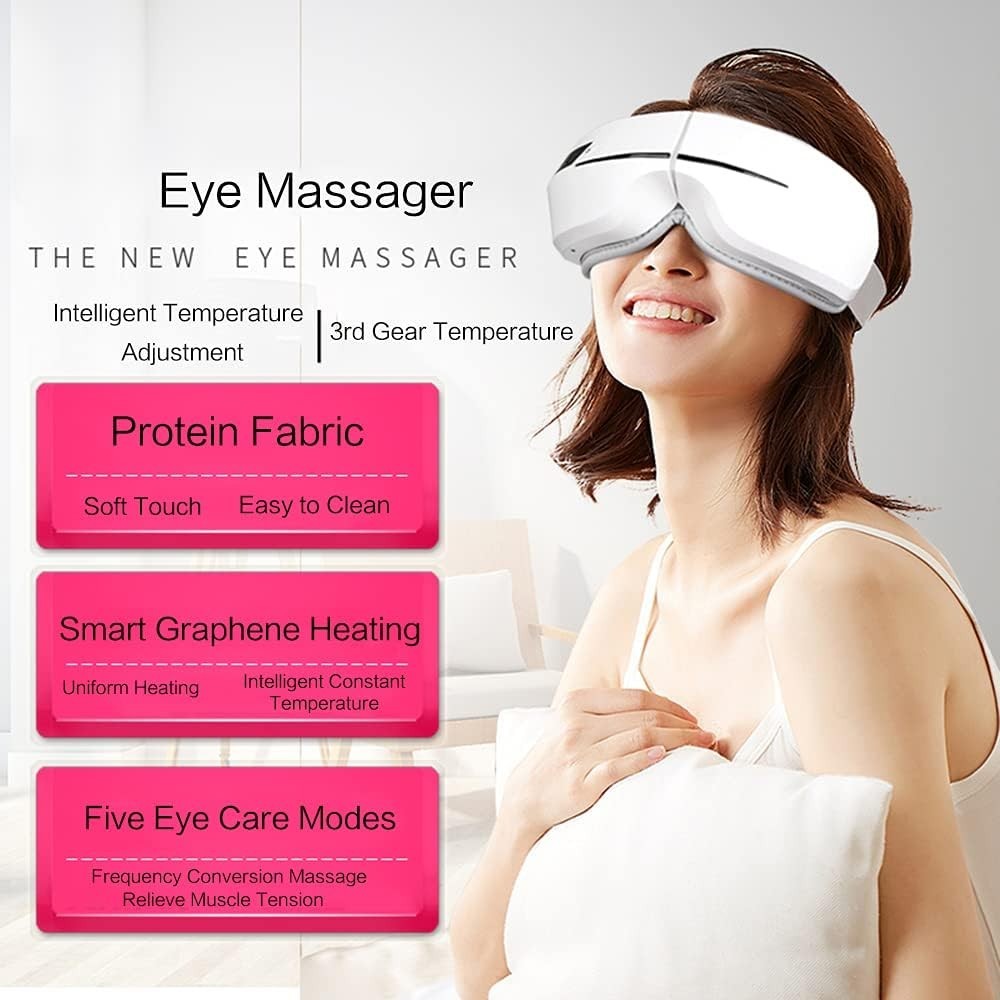Heated Eye Massager Bluetooth Air Pressure Foldable