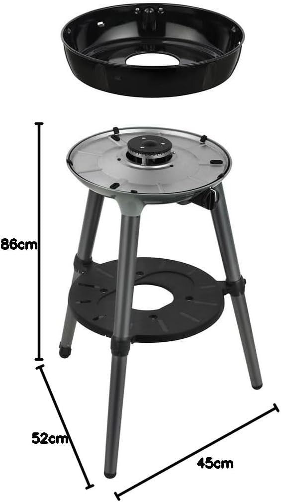 Portable Gas BBQ Grill with Dome Lid Thermometer, Ceramic Chef Pan & Adjustable