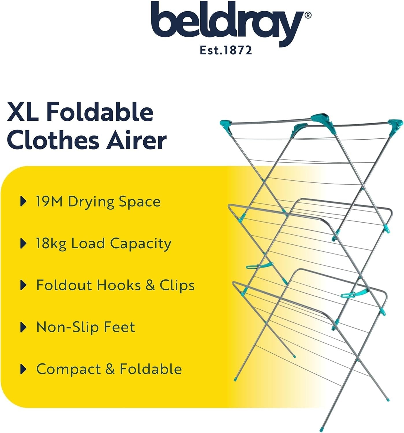 XL Foldable Clothes Airer Large Drying Rack 19m Space Indoor Laundry Horse
