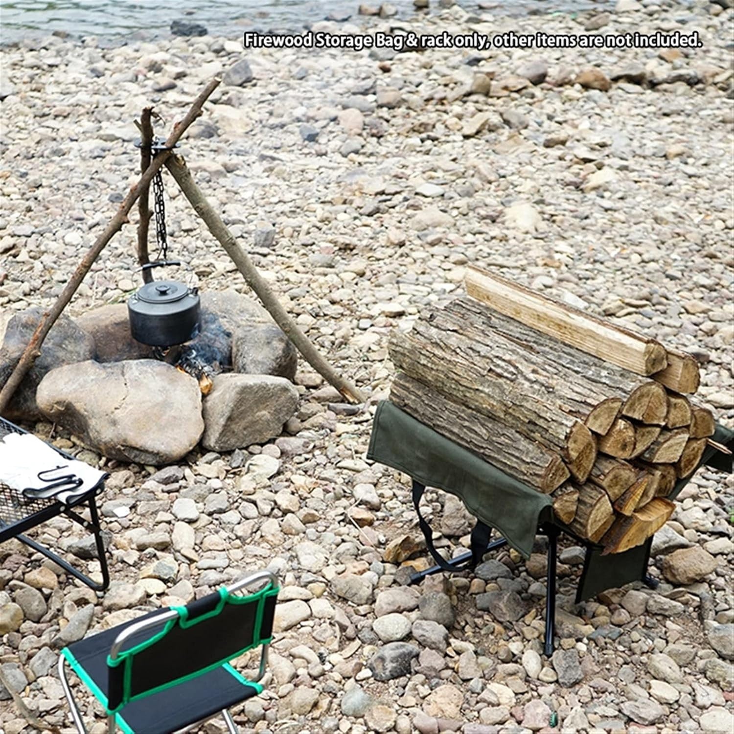 Large Canvas Firewood Log Carrier – Foldable Tote for Camping & Fireplace