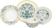 24pc Bone China Dinner Set Tropical Plates Bowls Mugs Gift Box Service for 6