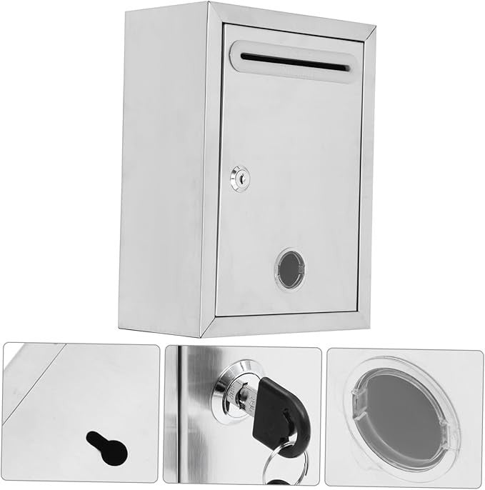 Lockable Stainless Steel Wall Mailbox – Secure Drop Box for Letters & Complaints