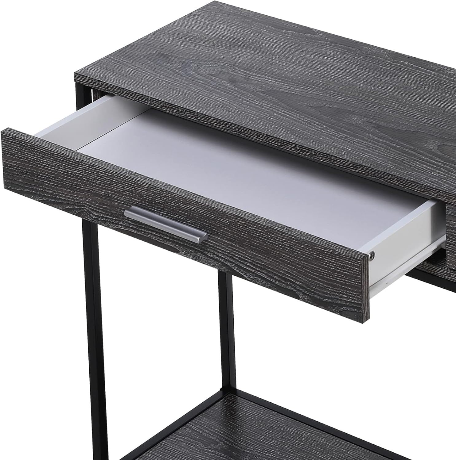 Minimalist Grey Console Table with 2 Drawers & Bottom Shelf – Durable Storage