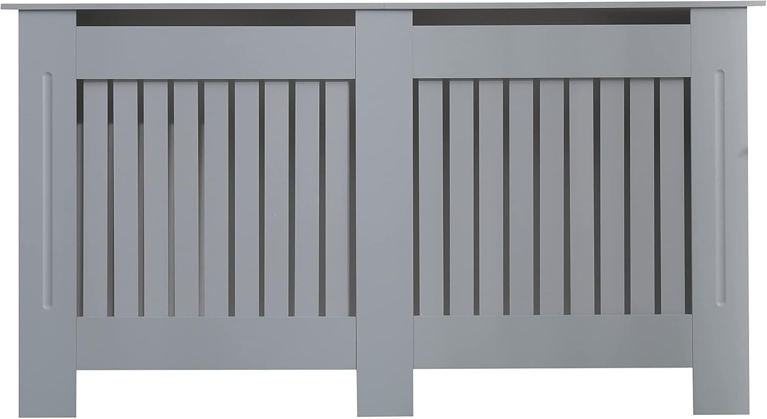 Large Grey Radiator Cover | Modern MDF Vertical Slat Cabinet – Stylish Design