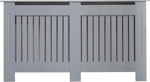 Large Grey Radiator Cover | Modern MDF Vertical Slat Cabinet – Stylish Design