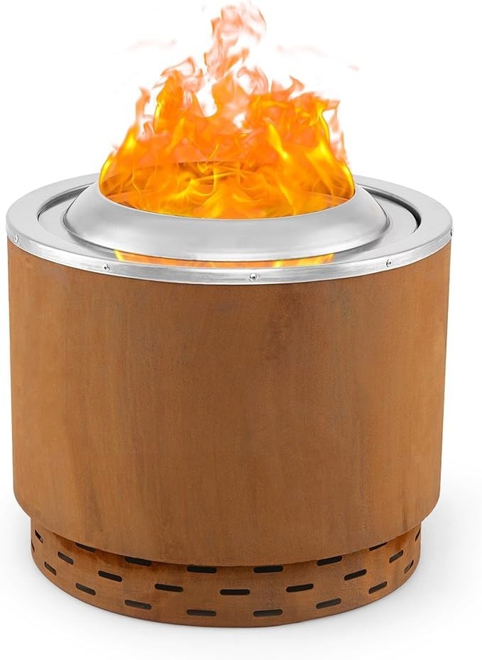 Smokeless Fire Pit Outdoor Stove Portable Stainless Steel Bonfire Bowl 49cm