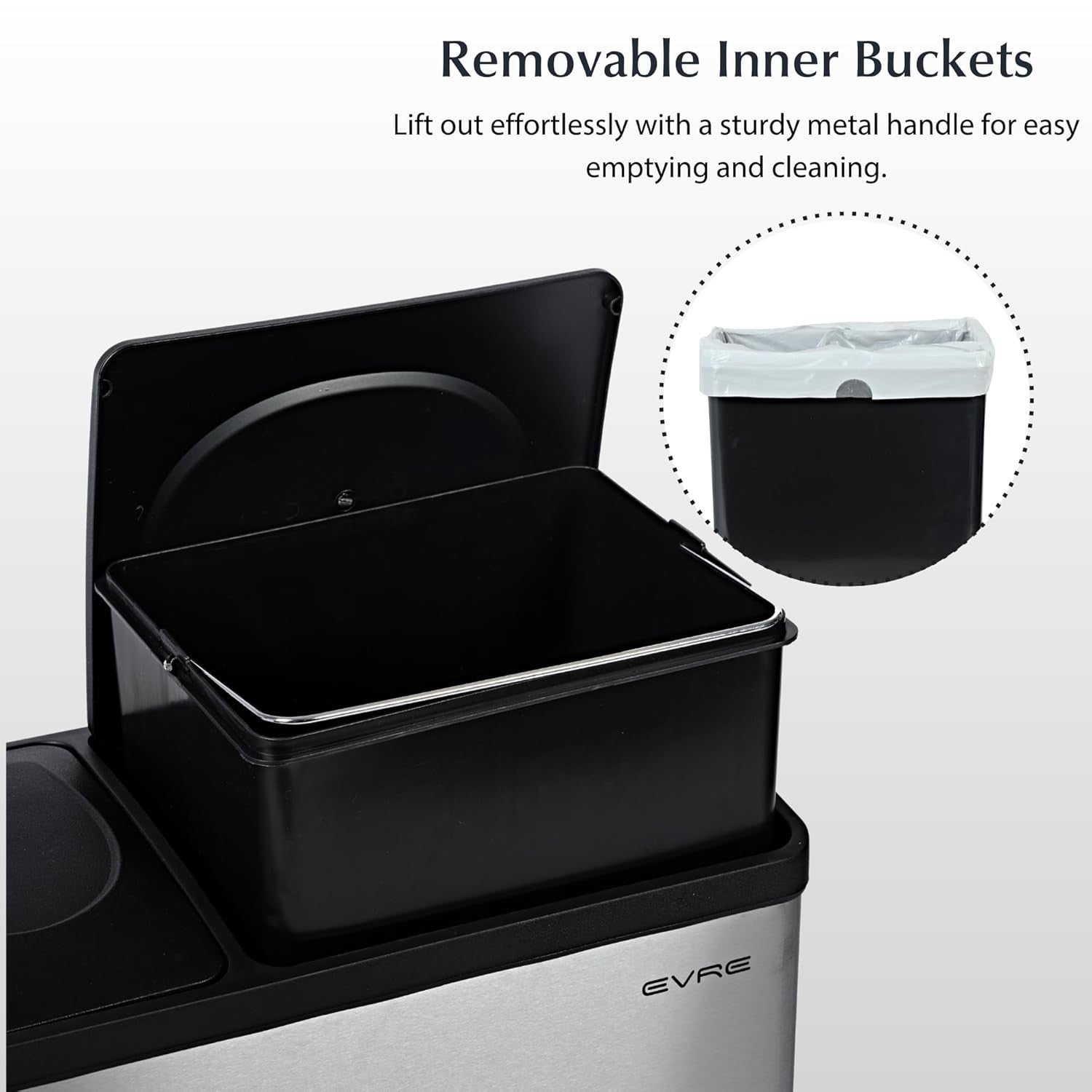 36L Recycling Bin 2 Compartment Waste Separation Silver