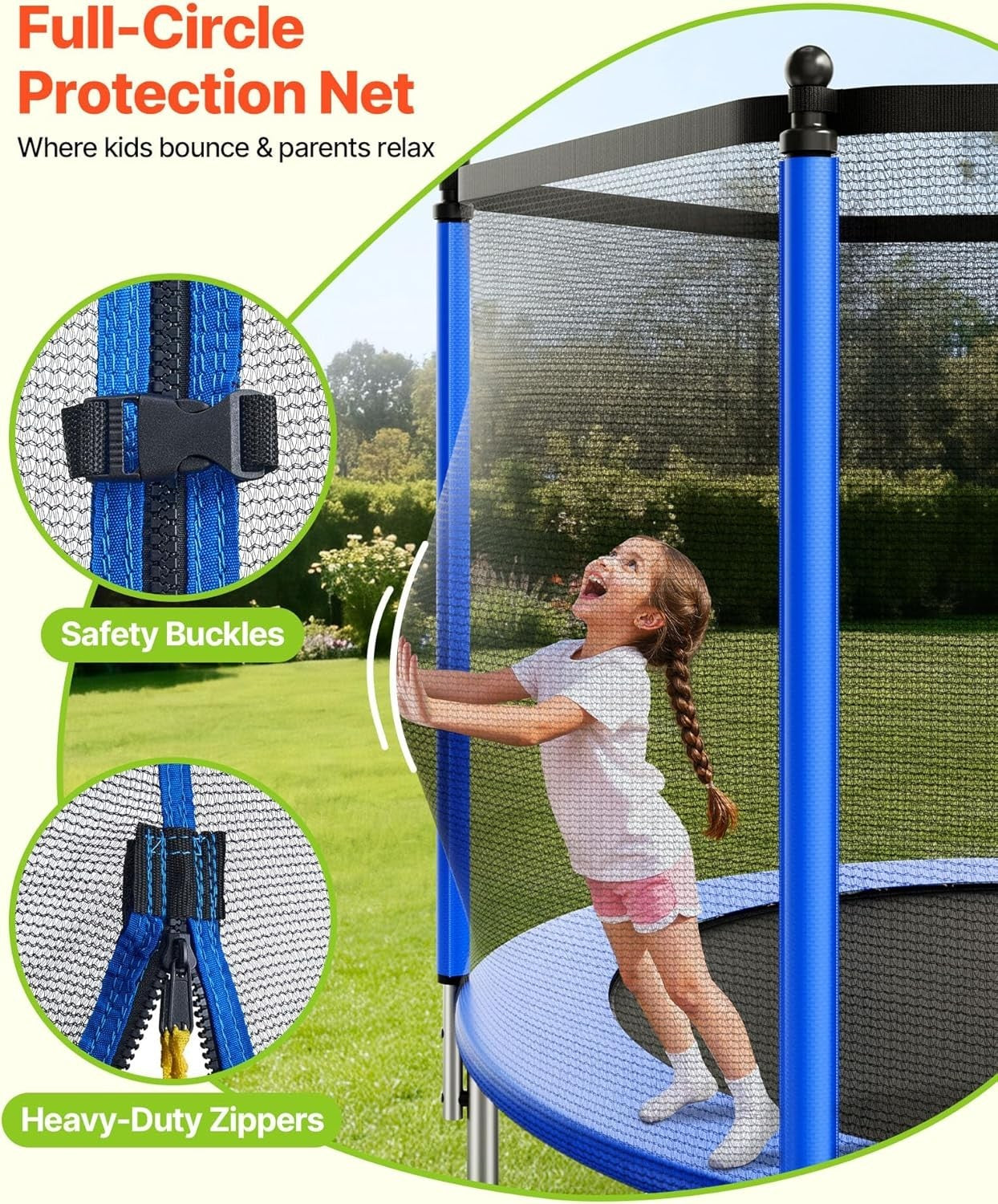 8FT Outdoor Trampoline with Safety Enclosure Heavy Duty 265LB