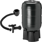 210L Outdoor Slim Line Rainwater Butt With Tap Stand & Lid Black