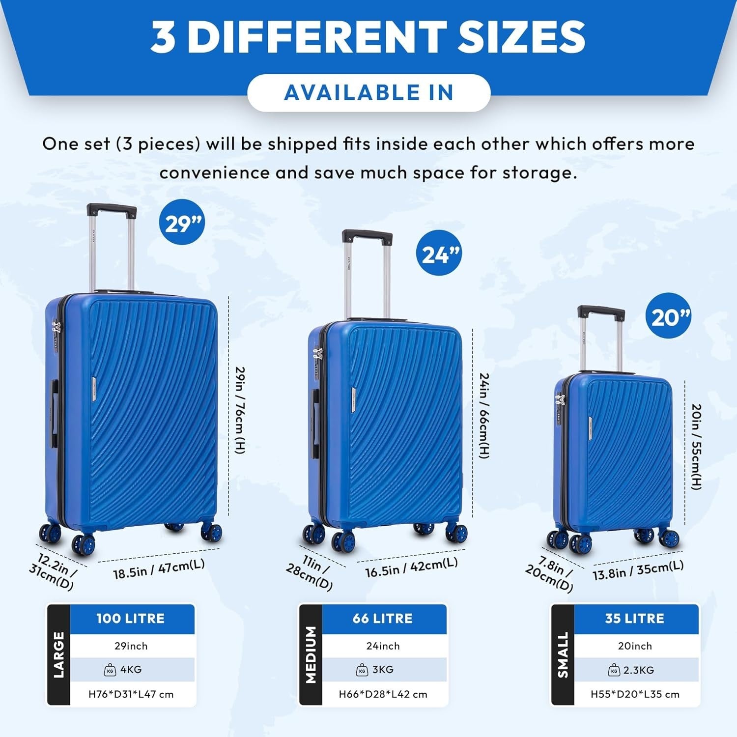 Lightweight ABS Medium Travel Suitcase 24 Inch 4 Wheel Spinner Hard Shell