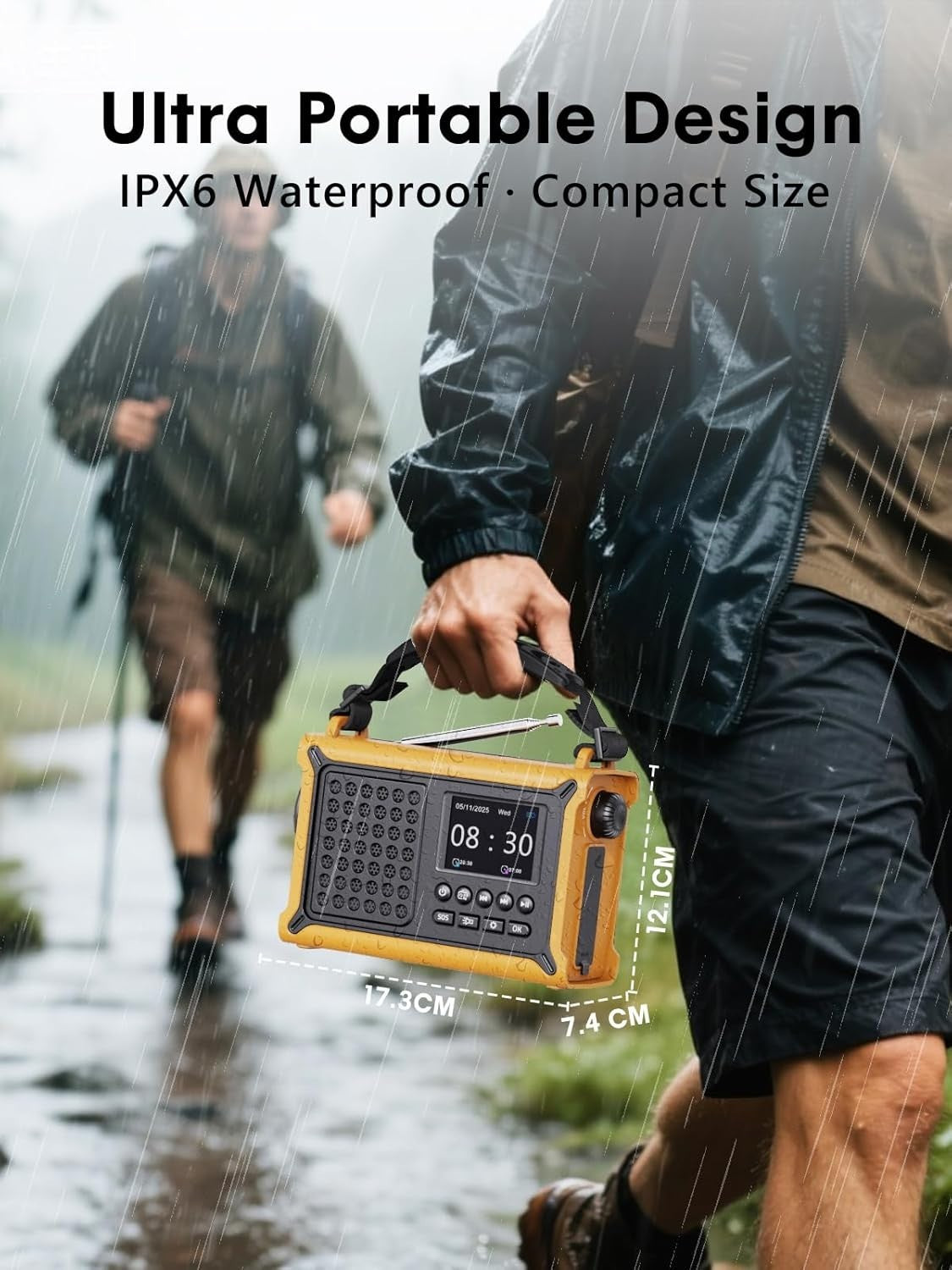 Emergency Solar & Wind-Up DAB+/FM Radio with Bluetooth, Torch & 12000mAh