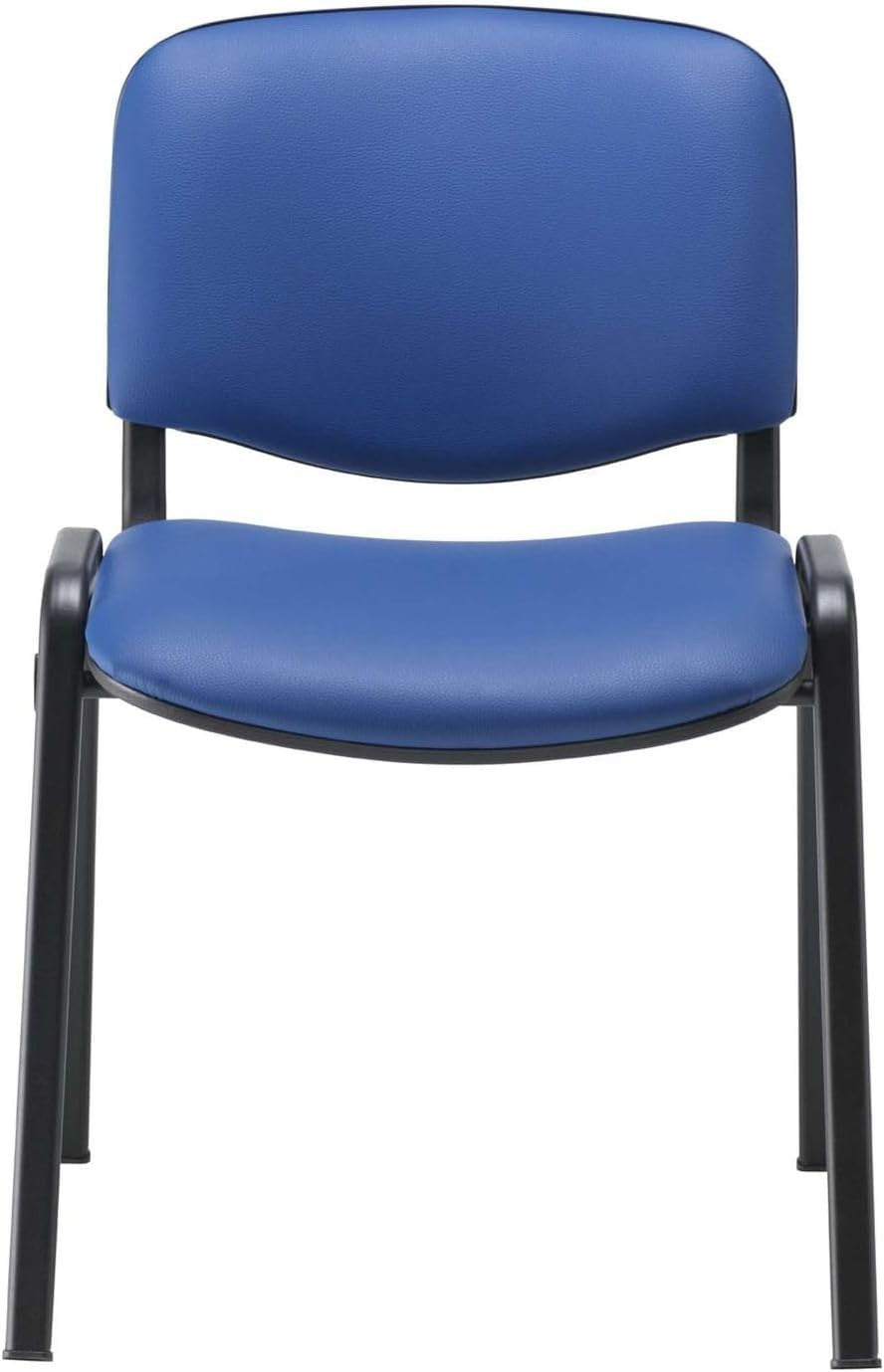 Heavy Duty Stackable Meeting Chairs PU Padded Seat Blue 4 Pack