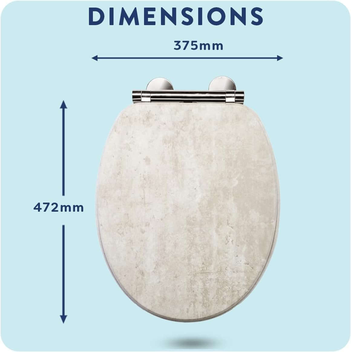 Pale Concrete Wooden Toilet Seat Soft Close Quick Release Antibacterial Durable