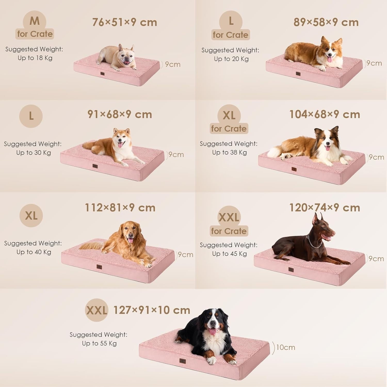 Orthopedic XXL Dog Bed 119x73x9cm Washable Cover Non Slip Pink