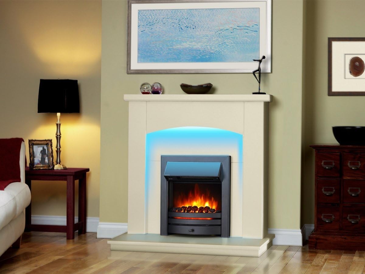 42” Electric Fireplace Suite MDF Surround Log Flame Heater Remote Timer