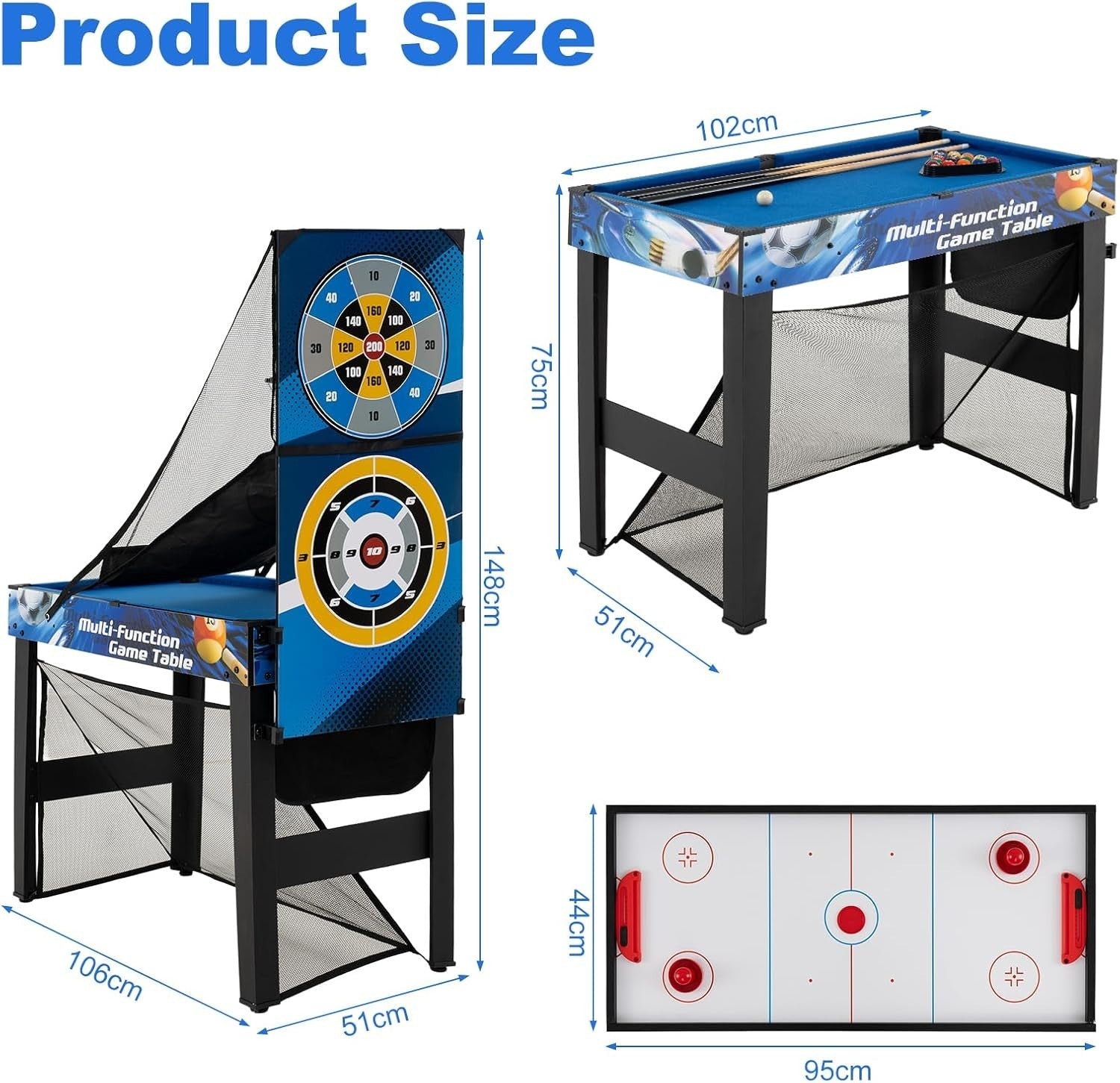 10 in 1 Multi Sports Game Table Air Hockey Pool Tennis Basketball Set