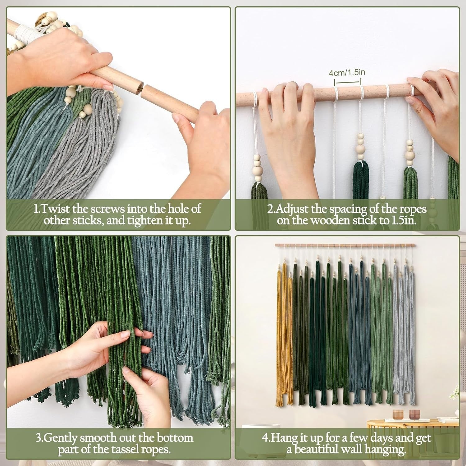 Large Macrame Wall Hanging Beaded Tassel Boho Handmade Wall Decor