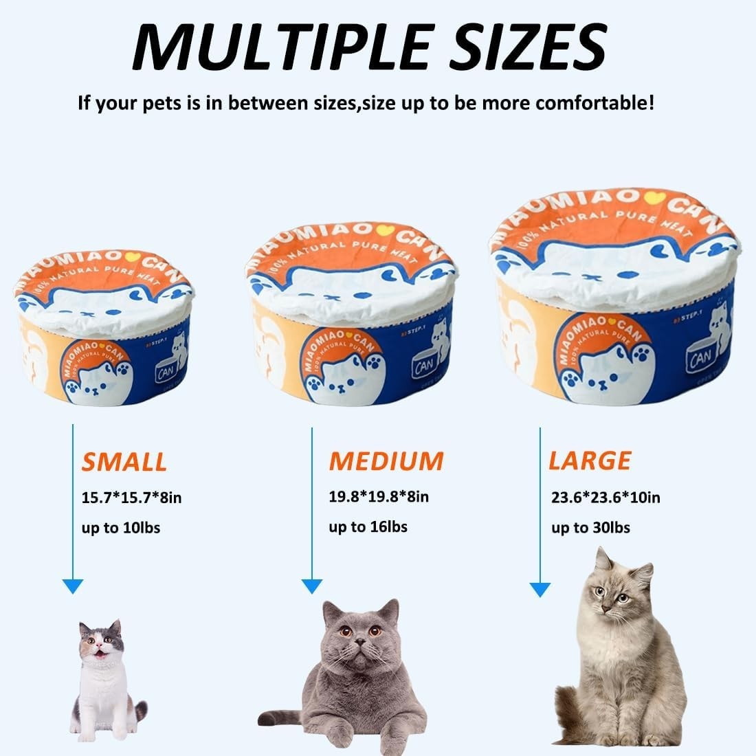 Cat Cave Bed Noodle Cup Warm Hideaway Pet House Non Slip Orange M