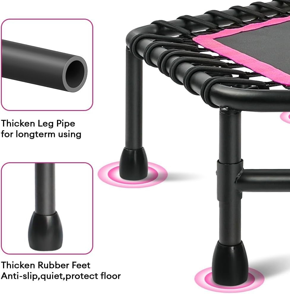 45in Silent Fitness Rebounder Adjustable Handle Indoor Bungee