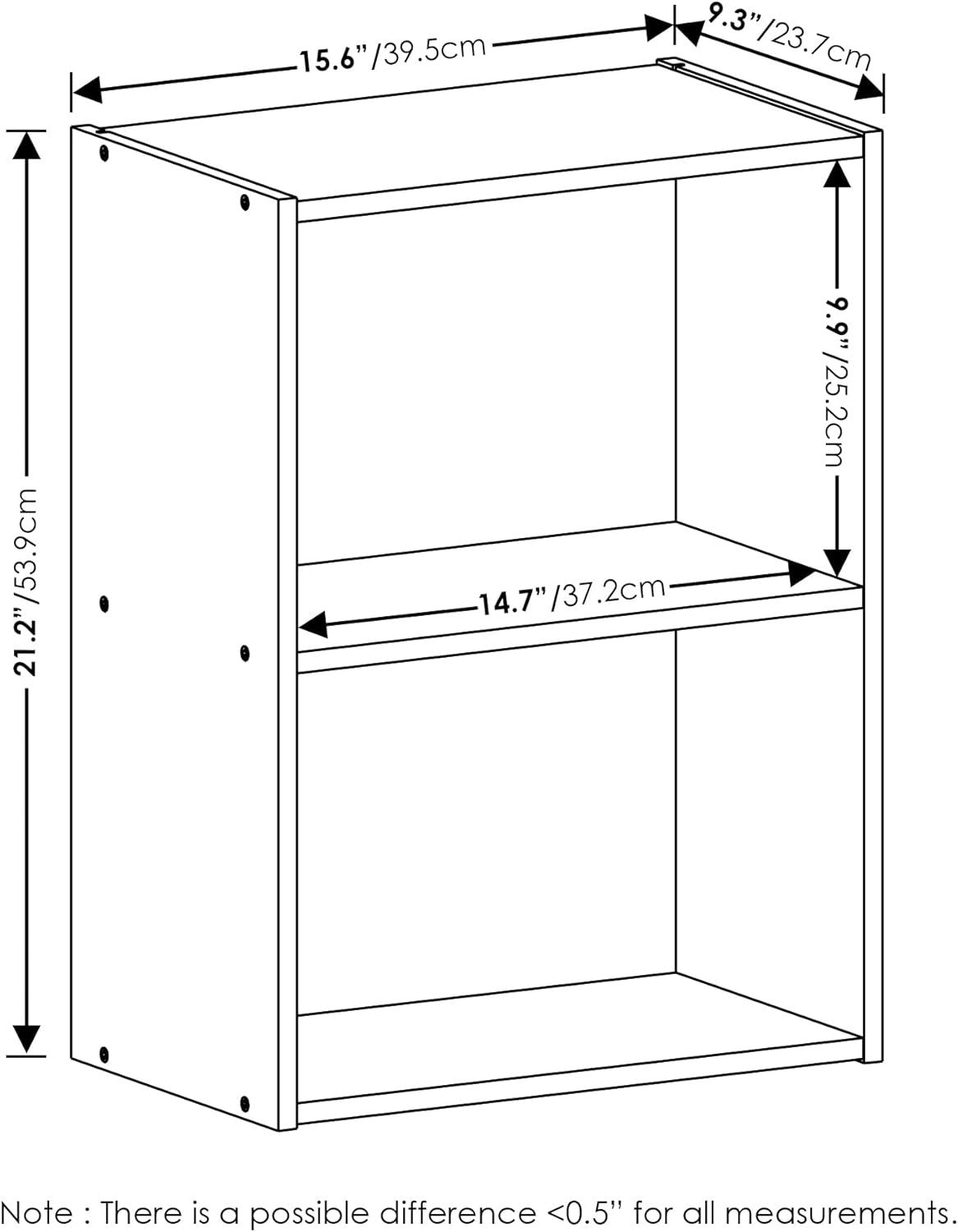 2 Tier Green Wooden Bookcase Small Storage Shelf Compact Organizer 39x24x54cm