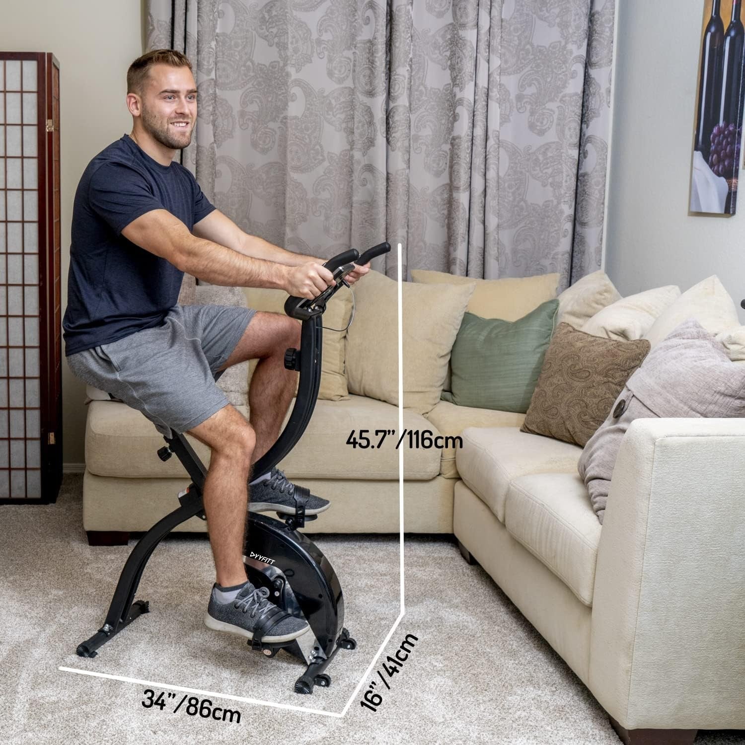 Foldable Exercise Bike w/ 16-Level Resistance, Pulse Monitor & LCD Countdown