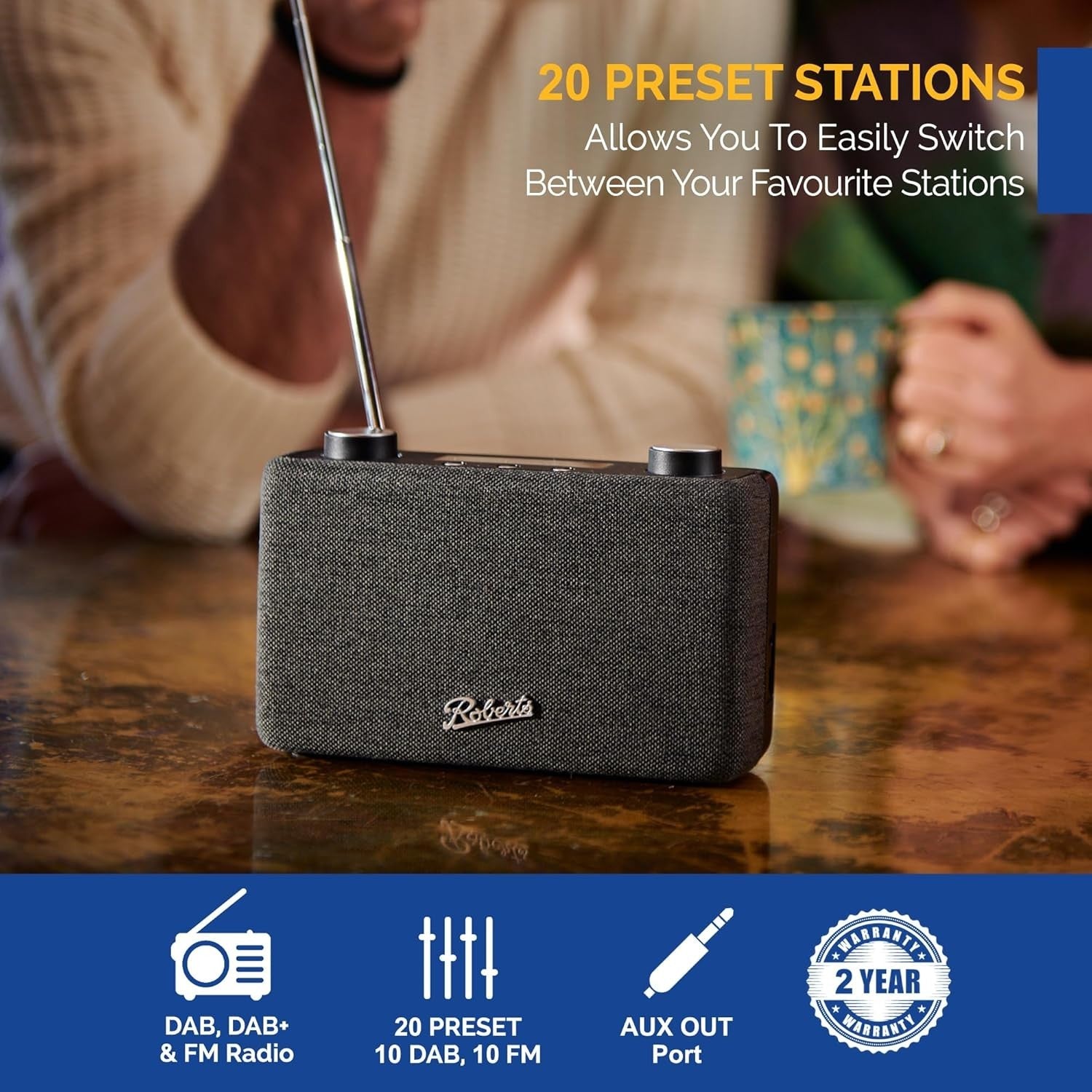 Portable DAB/FM Digital Radio Battery USB-C Compact Lightweight