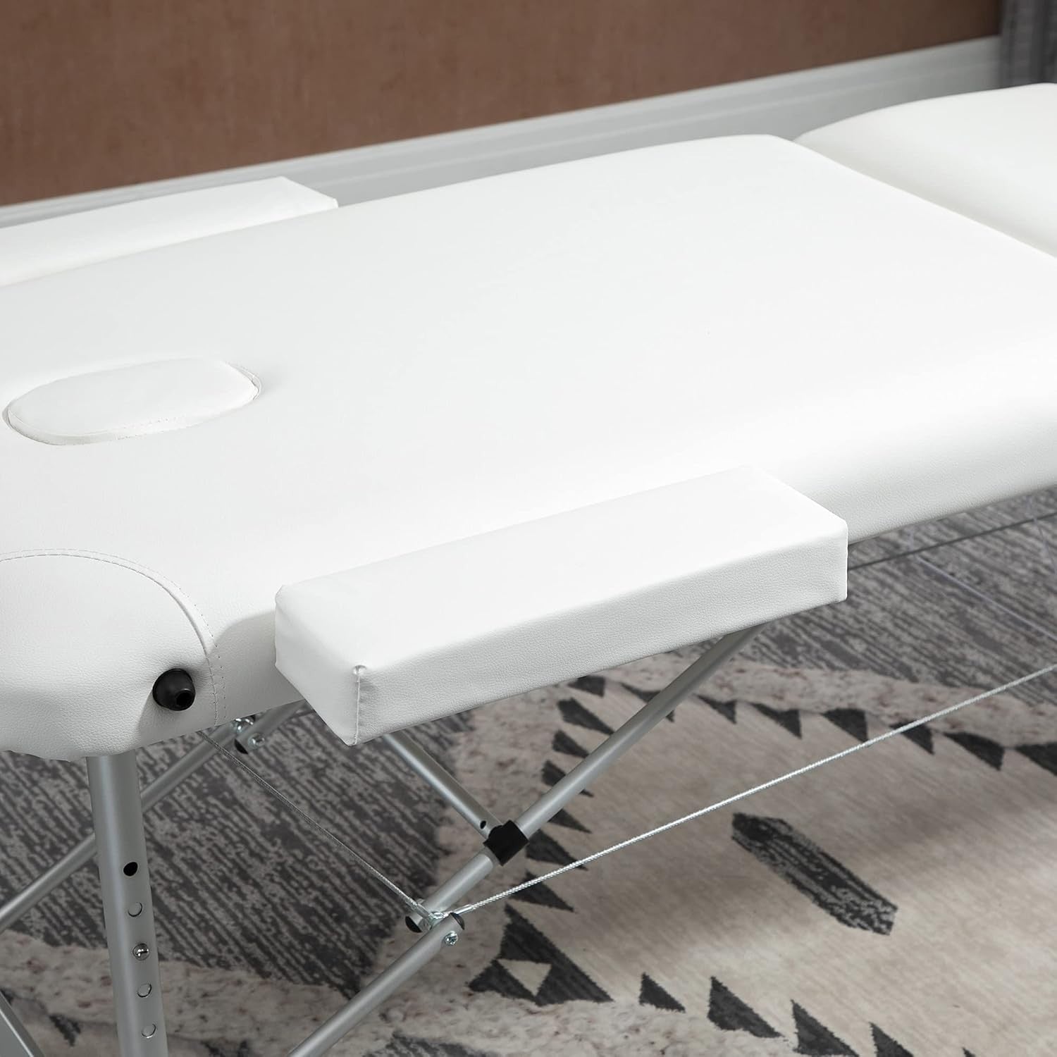 Portable Massage Table 3-Section Foldable Aluminium Beauty Bed w/ Bag White