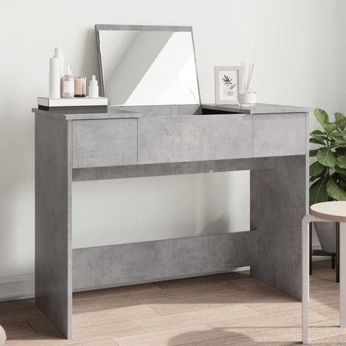 Vanity Dressing Table Desk Concrete Grey Makeup Mirror Storage Drawers Wood
