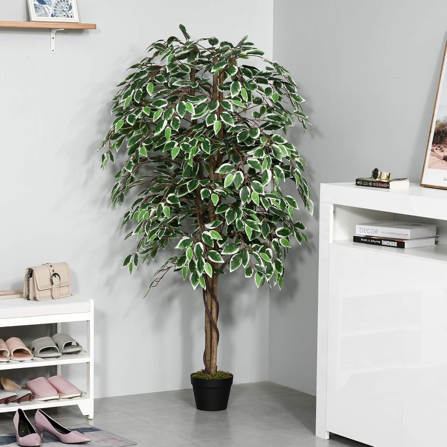 Artificial Ficus Tree 160cm Faux Green Silk Plant Potted Indoor Home Decor
