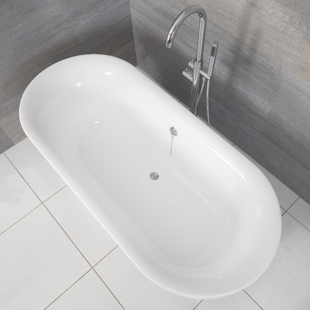Freestanding Roll Top Bath 1730x780mm Gold Ball Claw Feet White
