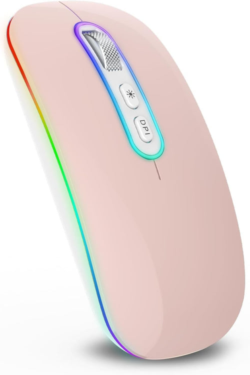 Rechargeable Wireless Mouse Bluetooth 5.1 2.4G Silent Slim LED Ergonomic