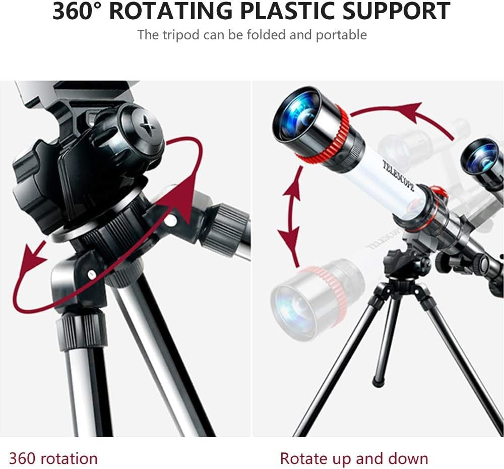 Kids 50mm Refractor Telescope with Tripod 20/30/40X HD Portable