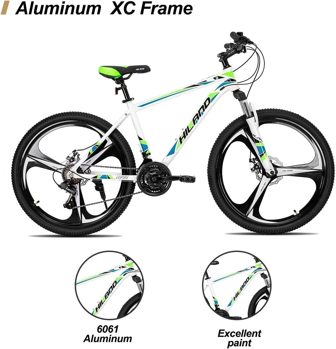 26" Mountain Bike 21-Speed Disc Brake Aluminum Frame MTB for Adults