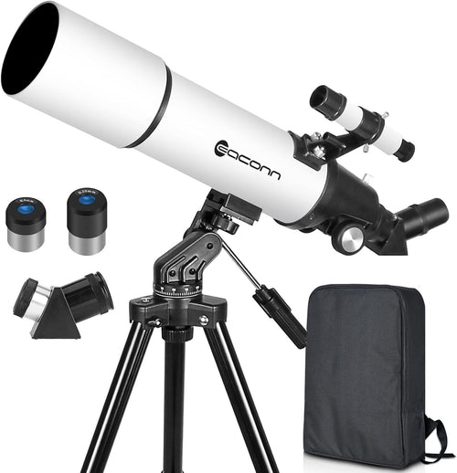 80mm Refractor Telescope for Kids, Portable Astronomy Scope with Bag