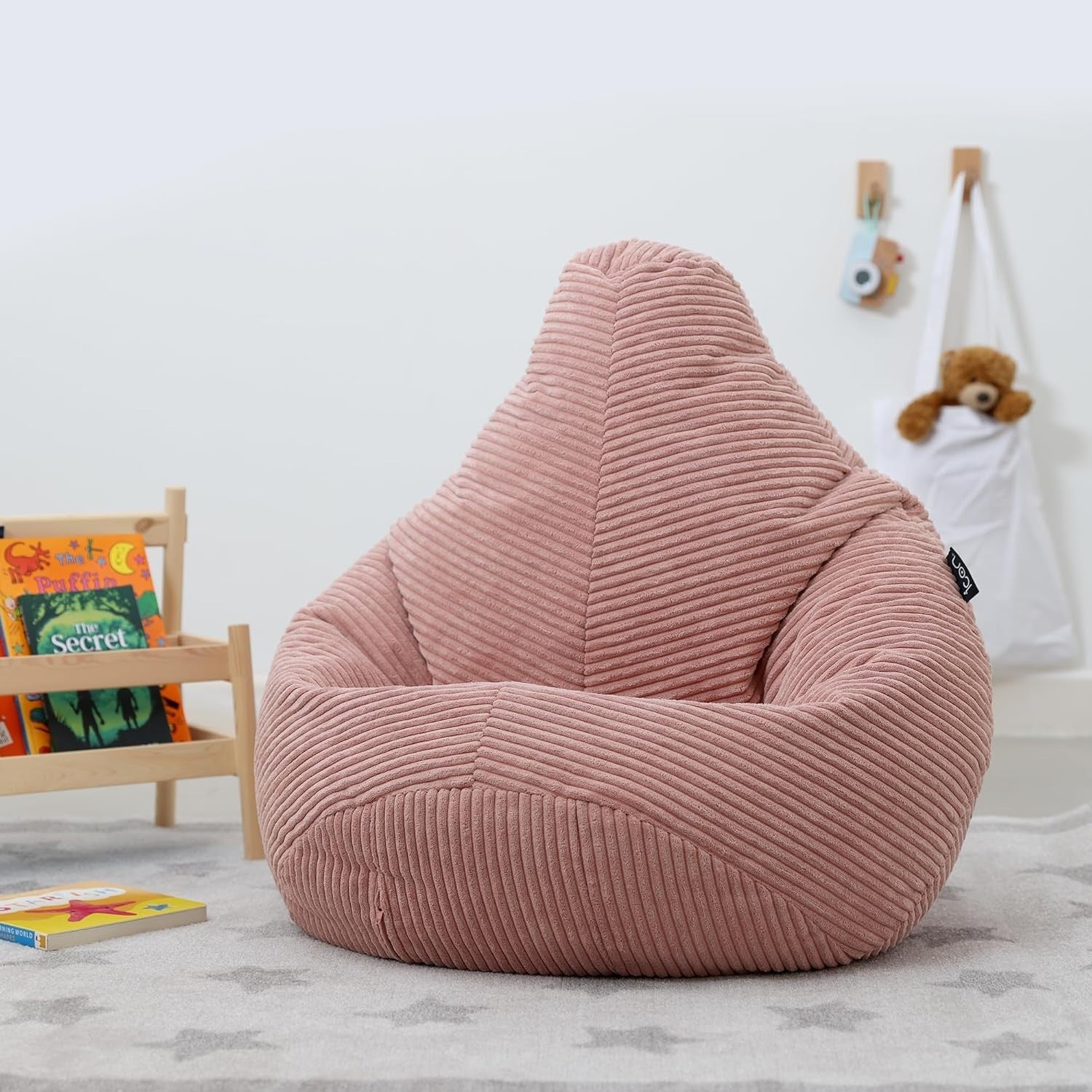Pink Kids Bean Bag Chairs 2 Pack Soft Corduroy Lounge Chairs for Reading Gaming