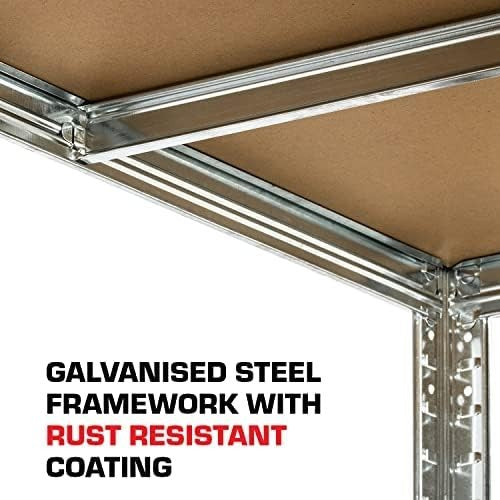 5-Tier Heavy-Duty Industrial Floor Shelf 180x90x40cm MDF + Galvanised Steel