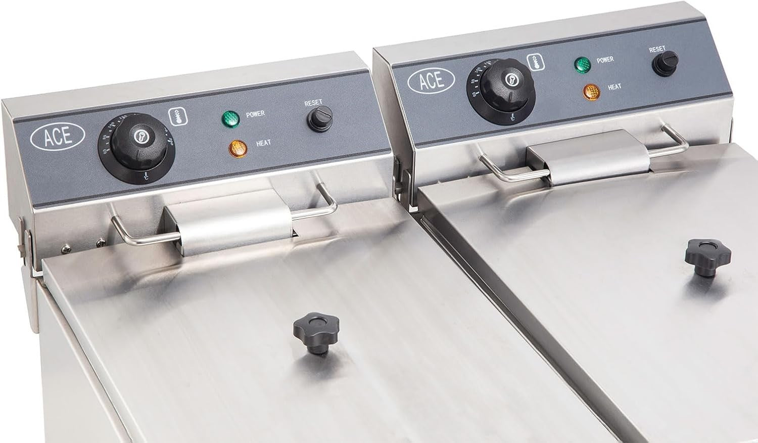 Commercial Electric Deep Fat Fryer 34L Dual Tank 6000W Drain Tap