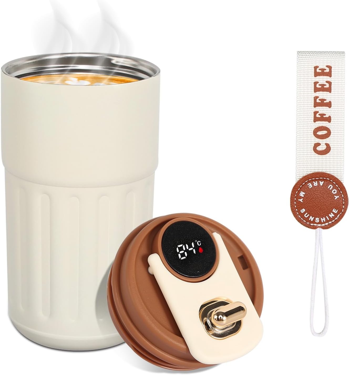 Stainless Steel Thermal Flask 450ml Temp Display Travel Mug