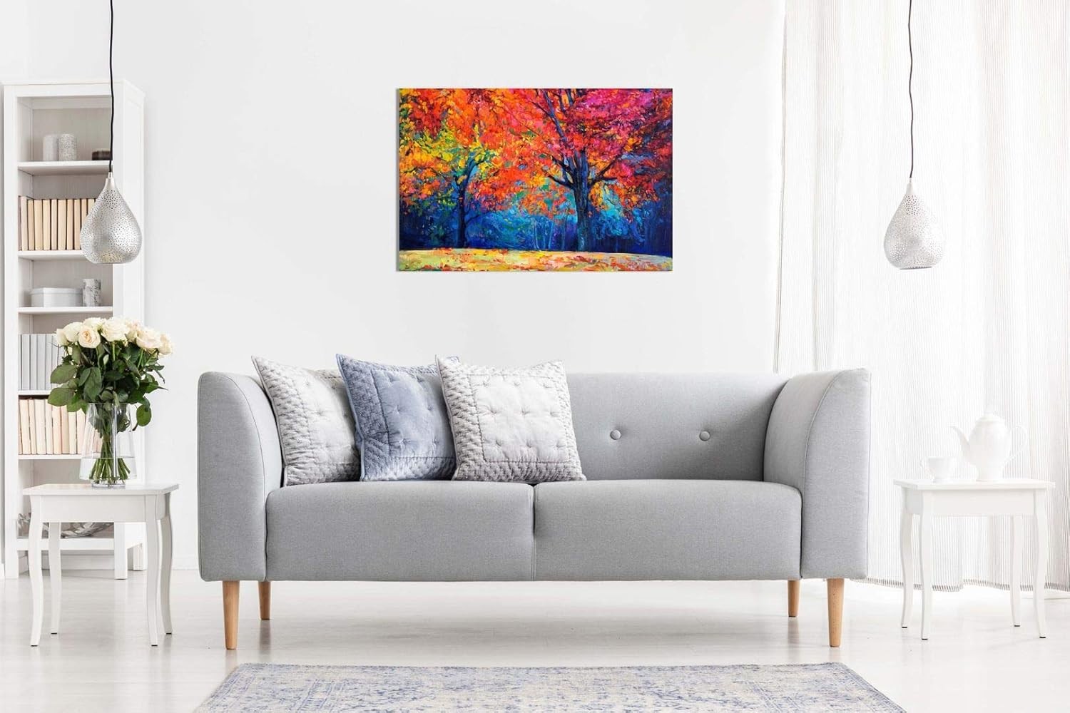 Abstract Autumn Forest Canvas Wall Art 30x20in Colourful Modern Decor