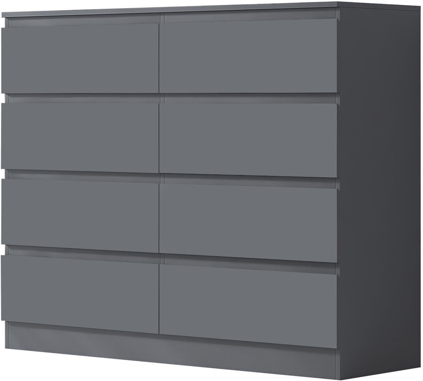 Matt Grey 8 Drawer Chest XL Modern Storage Cabinet Bedroom Dresser Unit