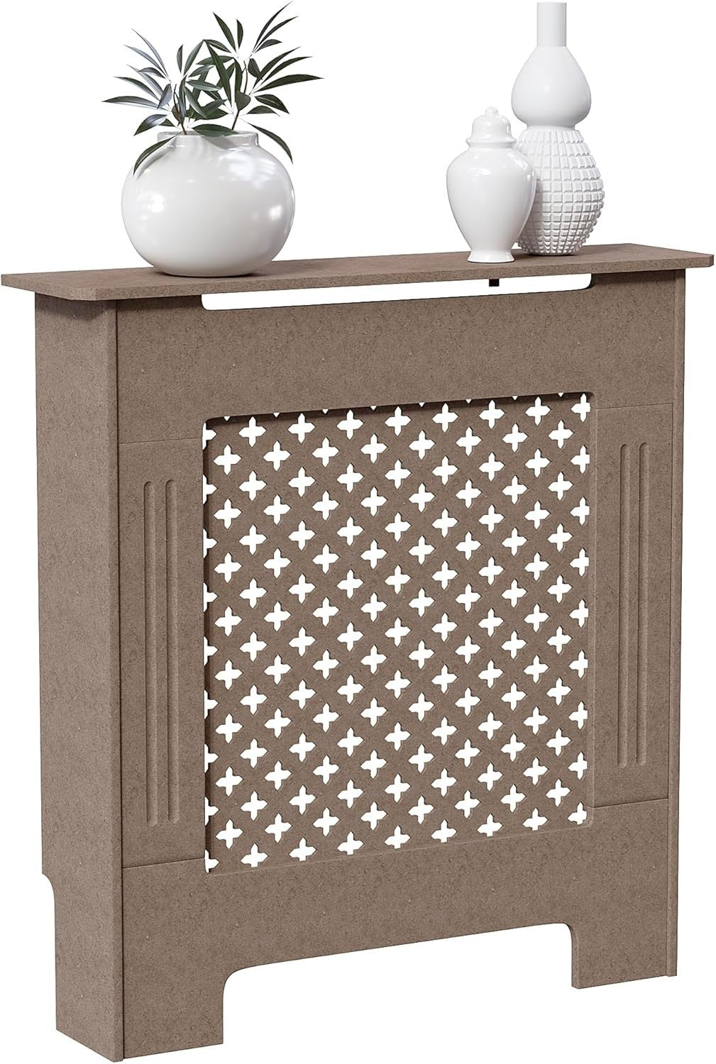 Small Radiator Cover | Unfinished MDF Cross Pattern Cabinet
