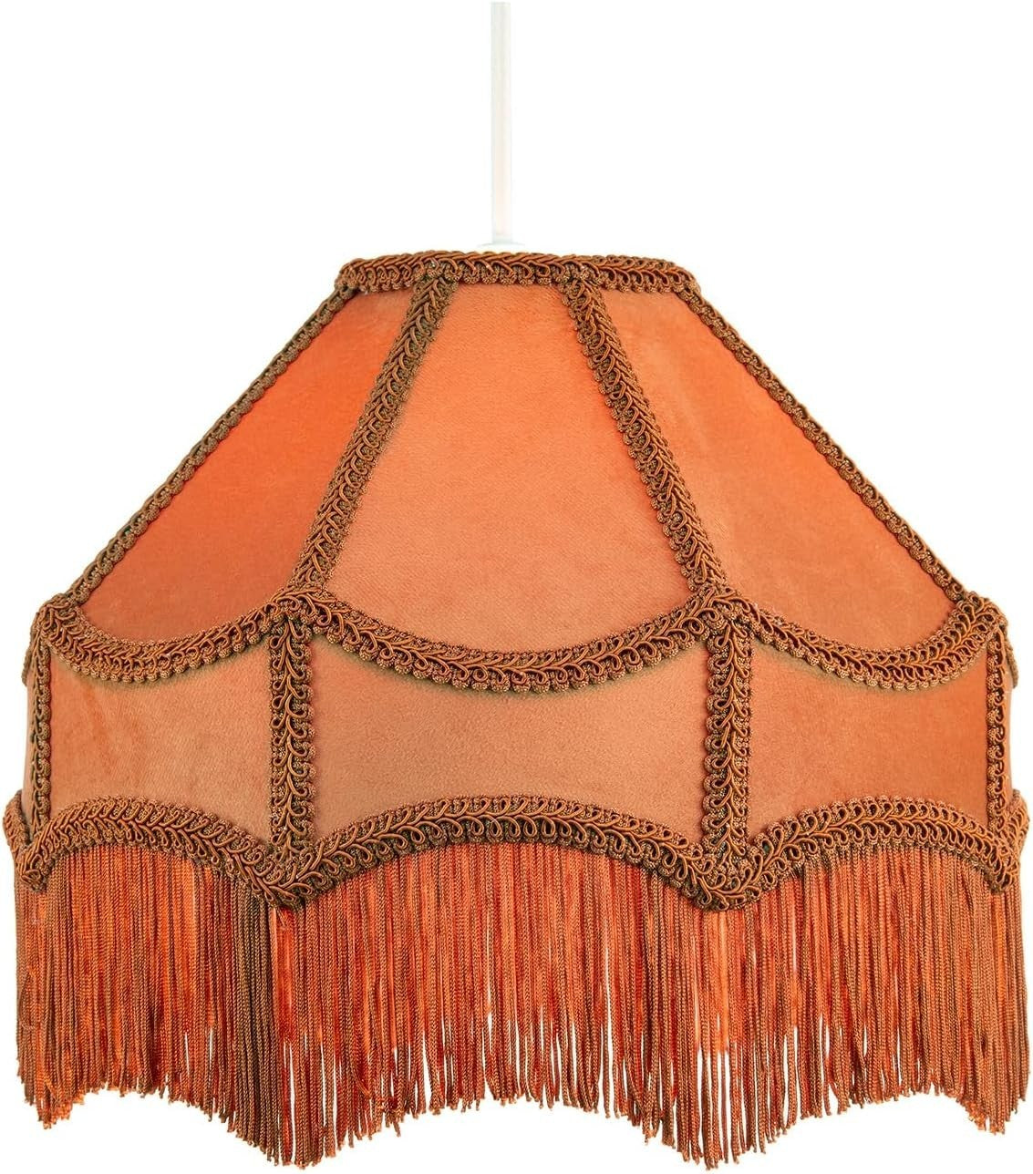 Victorian Empire Velvet Lampshade Mustard Ochre Tassel Pendant 40cm