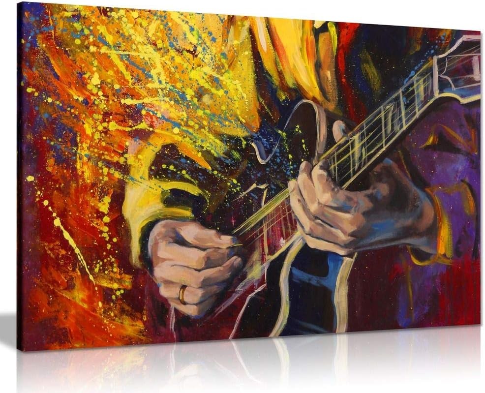 Guitar Music Canvas Wall Art 18"x12" Modern Musical Instrument Print