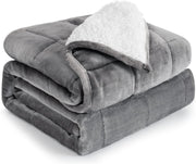 20lb Weighted Blanket, White Grey Sherpa Throw 60x80 Soft Cozy Fleece