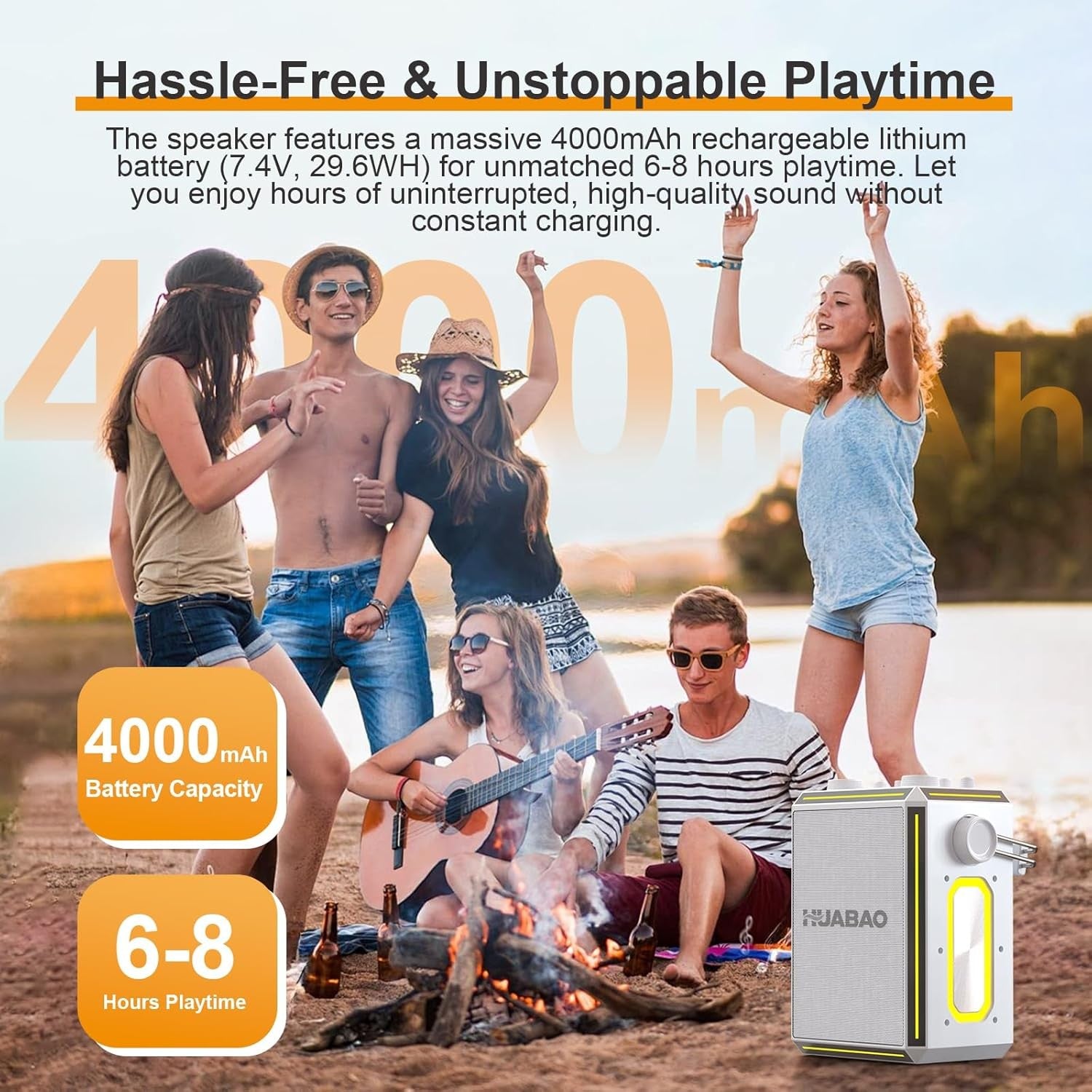 White Bluetooth Karaoke Speaker with 2 Wireless Mics RGB Party