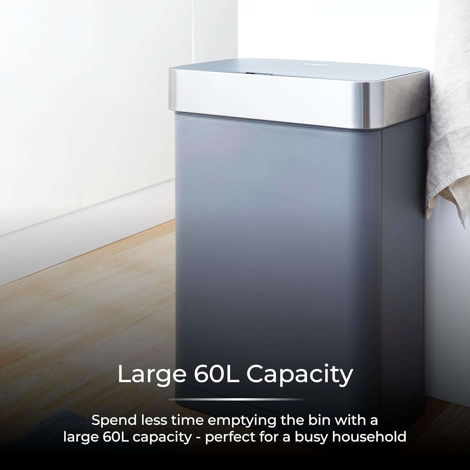 60L Touchless Kitchen Bin | Automatic Sensor Trash Can Grey