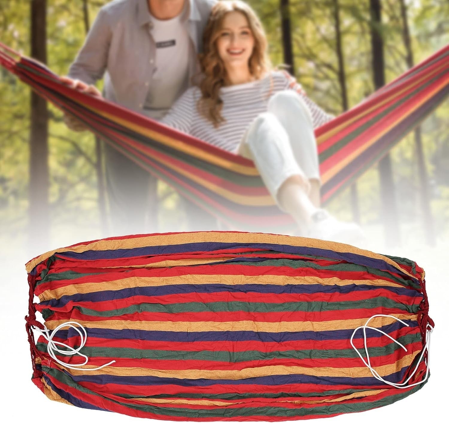 Portable Single & Double Camping Hammock, Lightweight Canvas Travel Outdoor