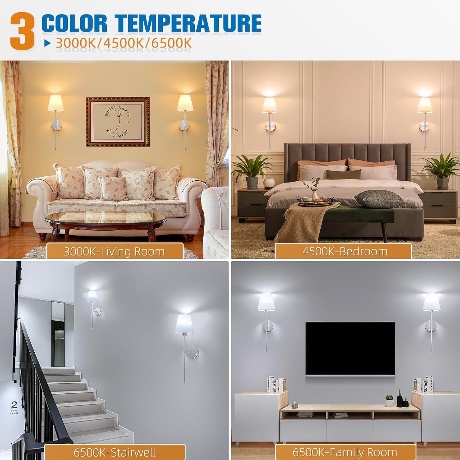 Wireless Wall Lights Rechargeable 5200mAh Dimmable Sconces 24” Remote LED