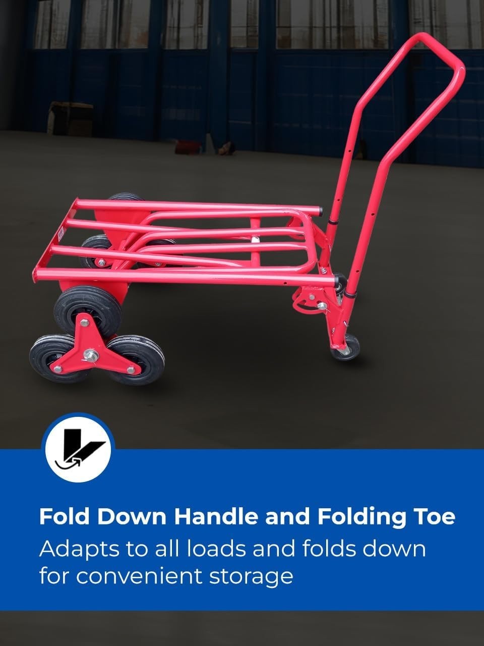 2 in 1 Stair Climbing Hand Truck 150kg Tri Wheel Sack Barrow Trolley